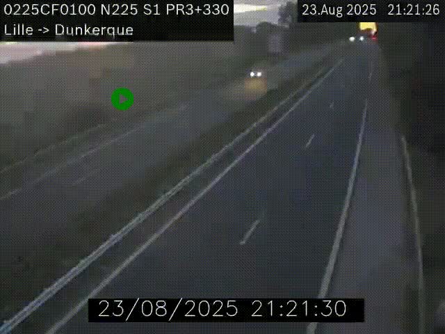 <h2>Webcam autoroute A25 (N225) à hauteur de Bergues (Bierne). Vue orientée vers Dunkerque.</h2>