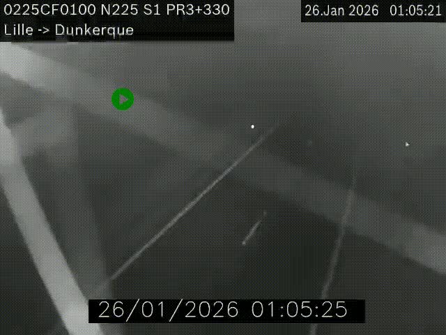 <h2>Webcam autoroute A25 (N225) à hauteur de Bergues (Bierne). Vue orientée vers Dunkerque.</h2>