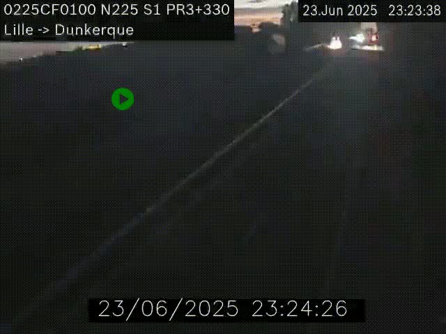 <h2>Webcam autoroute A25 (N225) à hauteur de Bergues (Bierne). Vue orientée vers Dunkerque.</h2>