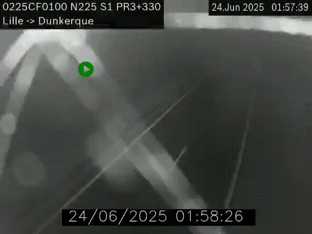 <h2>Webcam autoroute A25 (N225) à hauteur de Bergues (Bierne). Vue orientée vers Dunkerque.</h2>
