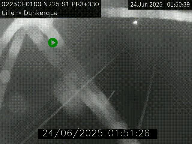 <h2>Webcam autoroute A25 (N225) à hauteur de Bergues (Bierne). Vue orientée vers Dunkerque.</h2>