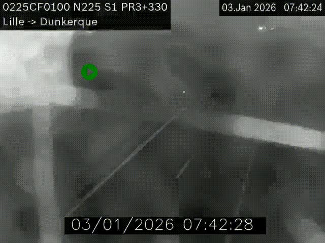 <h2>Webcam autoroute A25 (N225) à hauteur de Bergues (Bierne). Vue orientée vers Dunkerque.</h2>