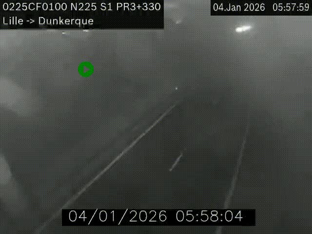 Webcam autoroute A25 (N225) à hauteur de Bergues (Bierne). Vue orientée vers Dunkerque.
