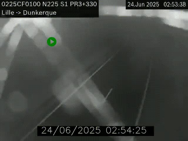 <h2>Webcam autoroute A25 (N225) à hauteur de Bergues (Bierne). Vue orientée vers Dunkerque.</h2>