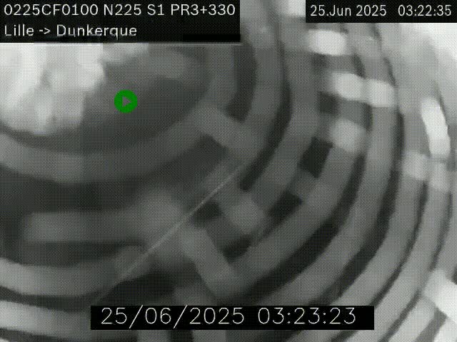 <h2>Webcam autoroute A25 (N225) à hauteur de Bergues (Bierne). Vue orientée vers Dunkerque.</h2>