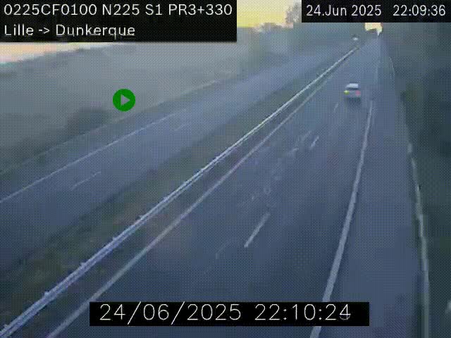 <h2>Webcam autoroute A25 (N225) à hauteur de Bergues (Bierne). Vue orientée vers Dunkerque.</h2>