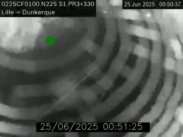 <h2>Webcam autoroute A25 (N225) à hauteur de Bergues (Bierne). Vue orientée vers Dunkerque.</h2>