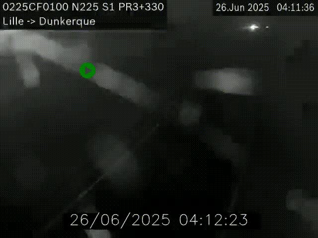 <h2>Webcam autoroute A25 (N225) à hauteur de Bergues (Bierne). Vue orientée vers Dunkerque.</h2>