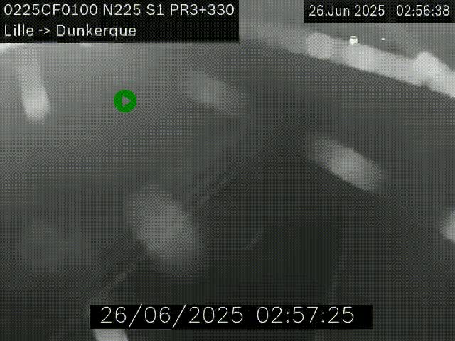 <h2>Webcam autoroute A25 (N225) à hauteur de Bergues (Bierne). Vue orientée vers Dunkerque.</h2>