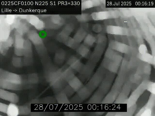 <h2>Webcam autoroute A25 (N225) à hauteur de Bergues (Bierne). Vue orientée vers Dunkerque.</h2>