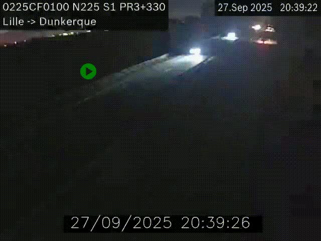 <h2>Webcam autoroute A25 (N225) à hauteur de Bergues (Bierne). Vue orientée vers Dunkerque.</h2>