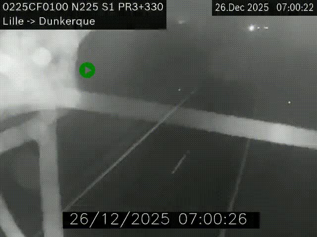 <h2>Webcam autoroute A25 (N225) à hauteur de Bergues (Bierne). Vue orientée vers Dunkerque.</h2>