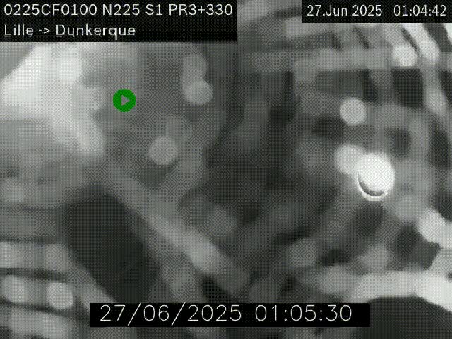 <h2>Webcam autoroute A25 (N225) à hauteur de Bergues (Bierne). Vue orientée vers Dunkerque.</h2>