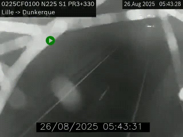 <h2>Webcam autoroute A25 (N225) à hauteur de Bergues (Bierne). Vue orientée vers Dunkerque.</h2>