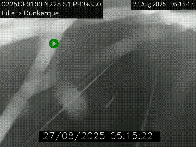 <h2>Webcam autoroute A25 (N225) à hauteur de Bergues (Bierne). Vue orientée vers Dunkerque.</h2>