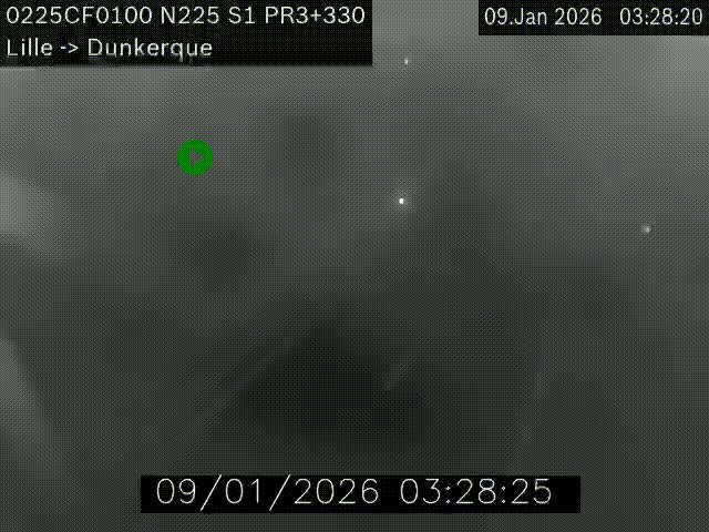 Webcam autoroute A25 (N225) à hauteur de Bergues (Bierne). Vue orientée vers Dunkerque.