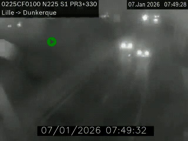 <h2>Webcam autoroute A25 (N225) à hauteur de Bergues (Bierne). Vue orientée vers Dunkerque.</h2>