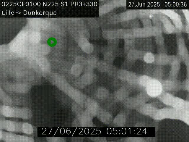 <h2>Webcam autoroute A25 (N225) à hauteur de Bergues (Bierne). Vue orientée vers Dunkerque.</h2>