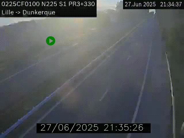 <h2>Webcam autoroute A25 (N225) à hauteur de Bergues (Bierne). Vue orientée vers Dunkerque.</h2>