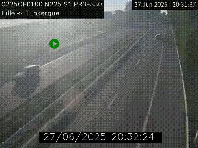 <h2>Webcam autoroute A25 (N225) à hauteur de Bergues (Bierne). Vue orientée vers Dunkerque.</h2>
