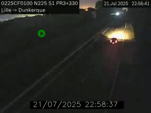 <h2>Webcam autoroute A25 (N225) à hauteur de Bergues (Bierne). Vue orientée vers Dunkerque.</h2>