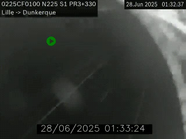 <h2>Webcam autoroute A25 (N225) à hauteur de Bergues (Bierne). Vue orientée vers Dunkerque.</h2>