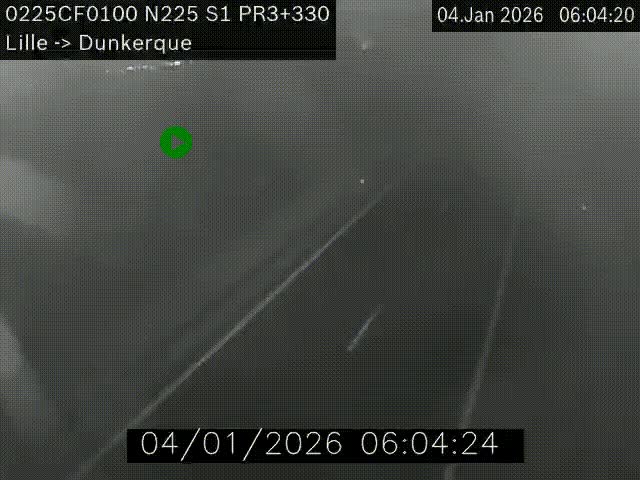 <h2>Webcam autoroute A25 (N225) à hauteur de Bergues (Bierne). Vue orientée vers Dunkerque.</h2>