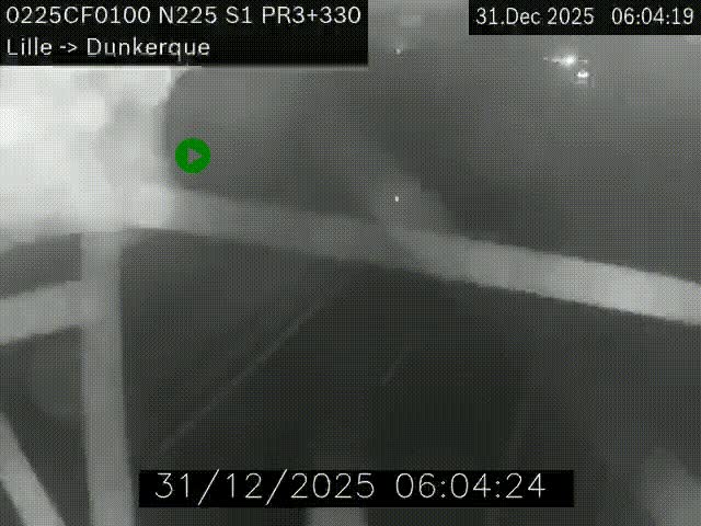 <h2>Webcam autoroute A25 (N225) à hauteur de Bergues (Bierne). Vue orientée vers Dunkerque.</h2>