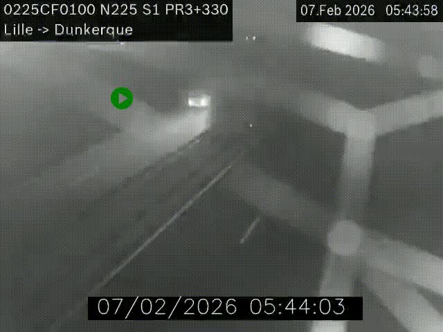 <h2>Webcam autoroute A25 (N225) à hauteur de Bergues (Bierne). Vue orientée vers Dunkerque.</h2>