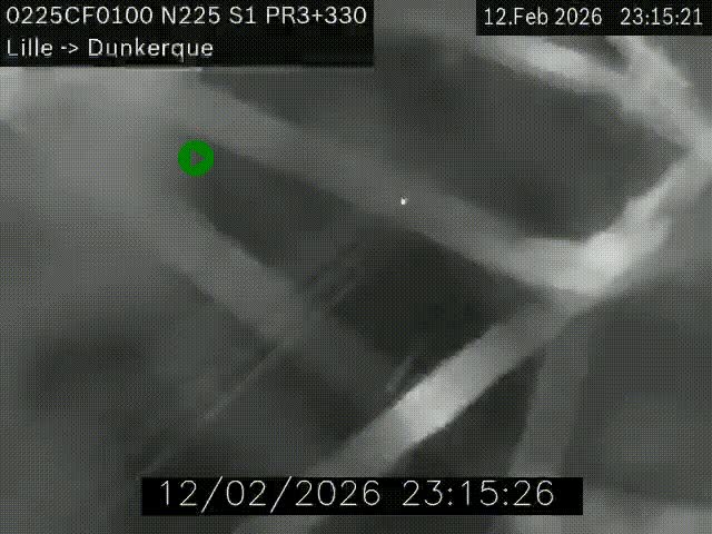 <h2>Webcam autoroute A25 (N225) à hauteur de Bergues (Bierne). Vue orientée vers Dunkerque.</h2>