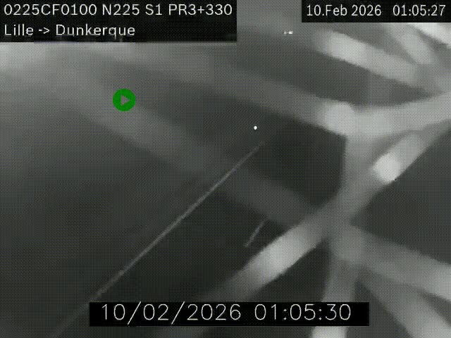 <h2>Webcam autoroute A25 (N225) à hauteur de Bergues (Bierne). Vue orientée vers Dunkerque.</h2>