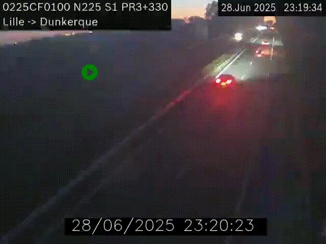 <h2>Webcam autoroute A25 (N225) à hauteur de Bergues (Bierne). Vue orientée vers Dunkerque.</h2>