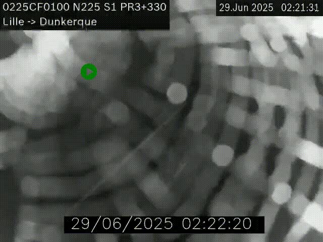 <h2>Webcam autoroute A25 (N225) à hauteur de Bergues (Bierne). Vue orientée vers Dunkerque.</h2>