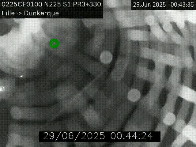 <h2>Webcam autoroute A25 (N225) à hauteur de Bergues (Bierne). Vue orientée vers Dunkerque.</h2>