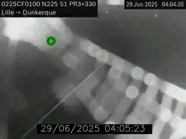 <h2>Webcam autoroute A25 (N225) à hauteur de Bergues (Bierne). Vue orientée vers Dunkerque.</h2>