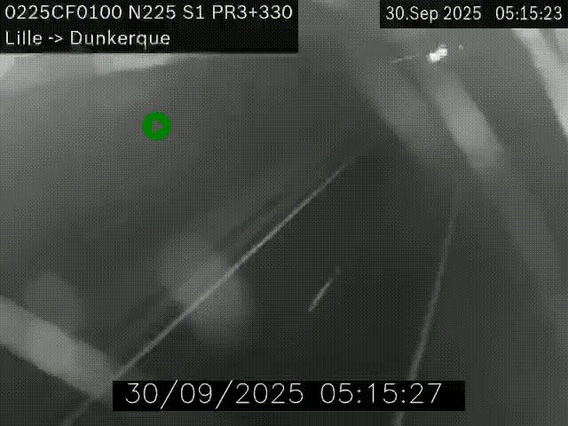 <h2>Webcam autoroute A25 (N225) à hauteur de Bergues (Bierne). Vue orientée vers Dunkerque.</h2>