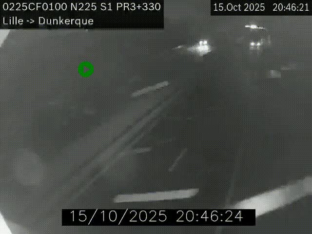 Webcam autoroute A25 (N225) à hauteur de Bergues (Bierne). Vue orientée vers Dunkerque.