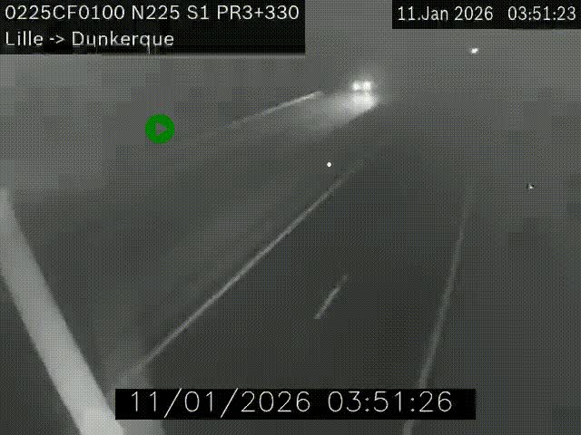 Webcam autoroute A25 (N225) à hauteur de Bergues (Bierne). Vue orientée vers Dunkerque.
