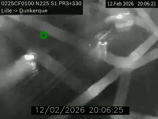 <h2>Webcam autoroute A25 (N225) à hauteur de Bergues (Bierne). Vue orientée vers Dunkerque.</h2>