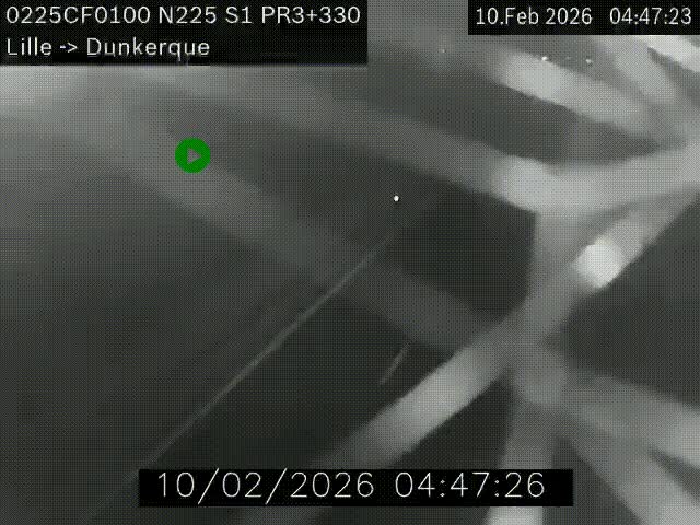 <h2>Webcam autoroute A25 (N225) à hauteur de Bergues (Bierne). Vue orientée vers Dunkerque.</h2>