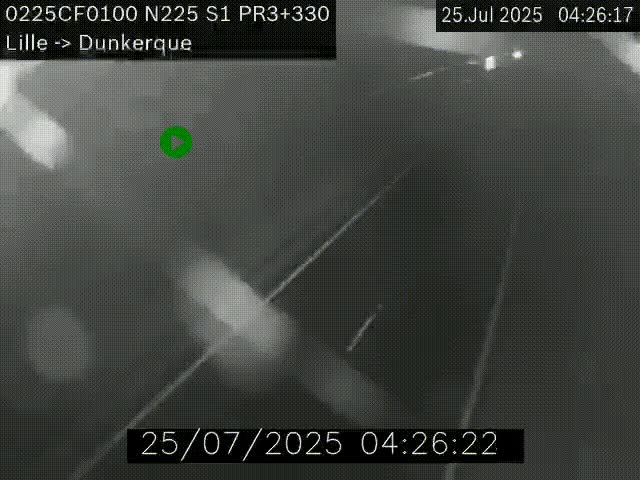 <h2>Webcam autoroute A25 (N225) à hauteur de Bergues (Bierne). Vue orientée vers Dunkerque.</h2>
