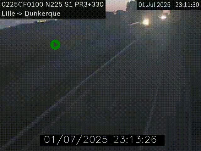 <h2>Webcam autoroute A25 (N225) à hauteur de Bergues (Bierne). Vue orientée vers Dunkerque.</h2>