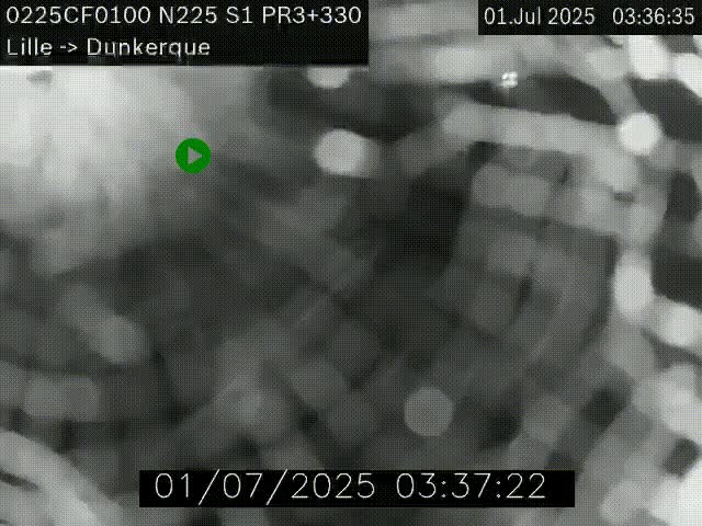 <h2>Webcam autoroute A25 (N225) à hauteur de Bergues (Bierne). Vue orientée vers Dunkerque.</h2>