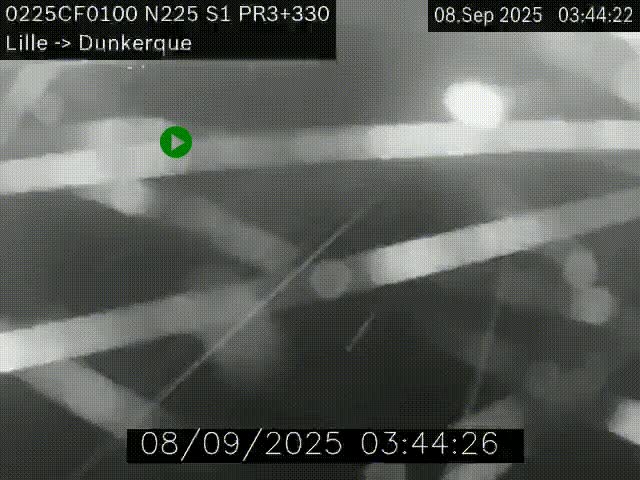 <h2>Webcam autoroute A25 (N225) à hauteur de Bergues (Bierne). Vue orientée vers Dunkerque.</h2>