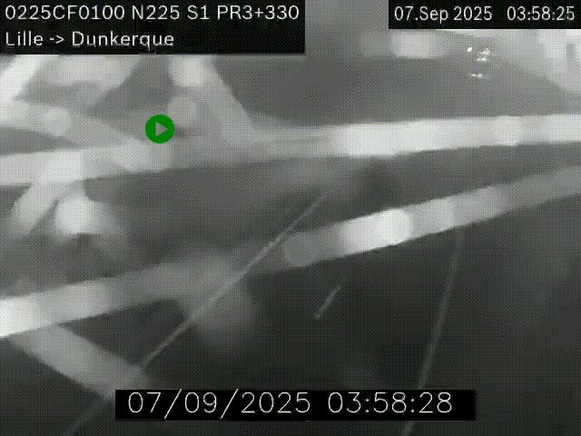 <h2>Webcam autoroute A25 (N225) à hauteur de Bergues (Bierne). Vue orientée vers Dunkerque.</h2>