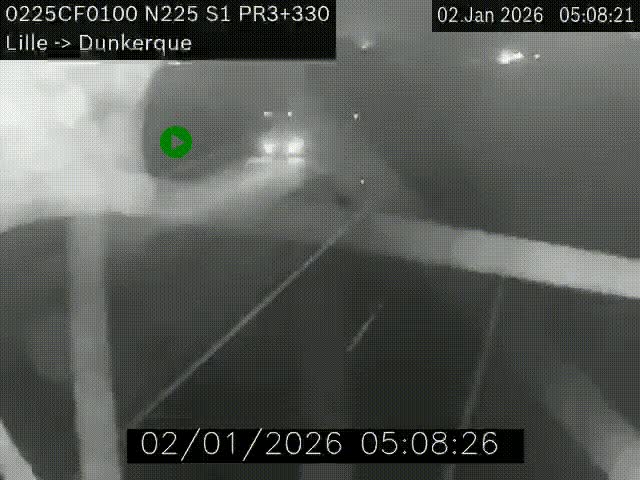 <h2>Webcam autoroute A25 (N225) à hauteur de Bergues (Bierne). Vue orientée vers Dunkerque.</h2>