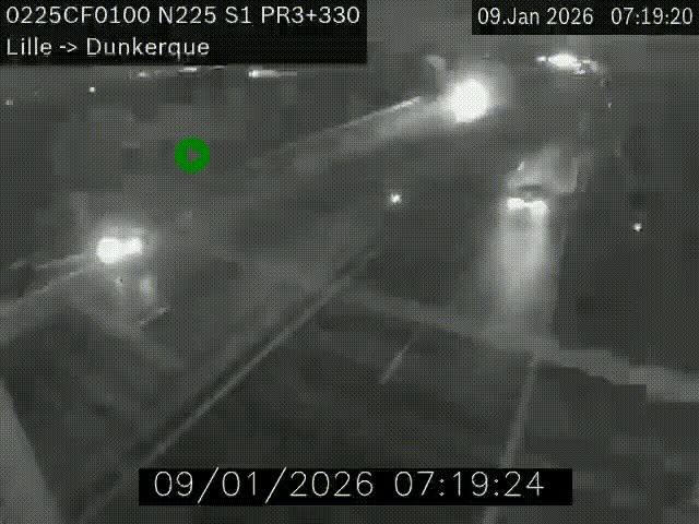 <h2>Webcam autoroute A25 (N225) à hauteur de Bergues (Bierne). Vue orientée vers Dunkerque.</h2>