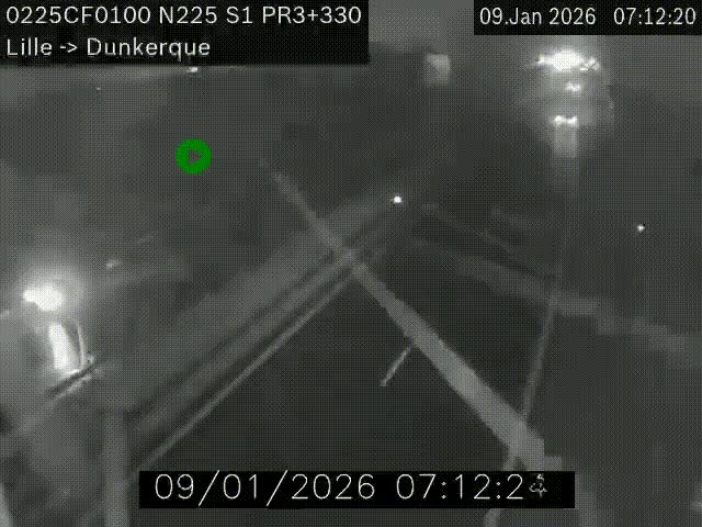 <h2>Webcam autoroute A25 (N225) à hauteur de Bergues (Bierne). Vue orientée vers Dunkerque.</h2>