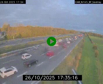 Webcam sur la N165 à hauteur de Savenay, au nord-ouest de Nantes en direction de la Bretagne
