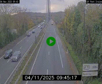 Webcam sur la N165 après le Pont de l'Iroise, à l'entrée de Brest